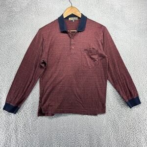 Tonino Lamborghini Polo Shirt Men's Medium Red Collared Pocket Preppy FIts small